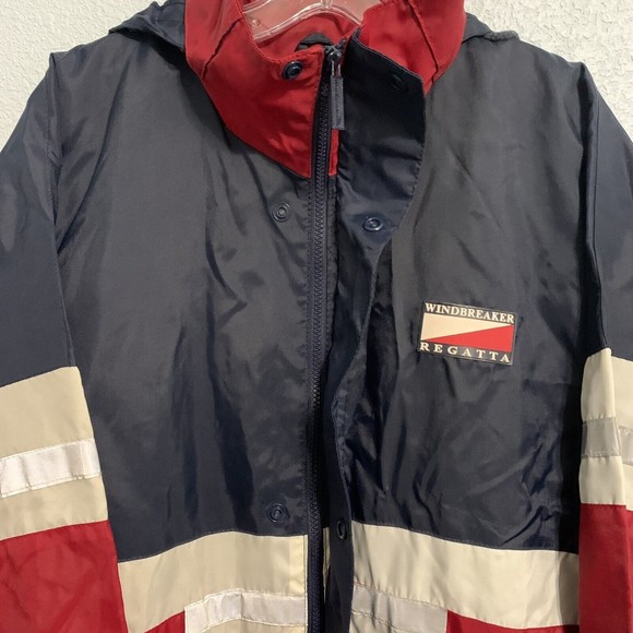 Windbreaker Regatta Hooded Raincoat Blue Red White Reflective Men’s Size XL - Picture 7 of 10